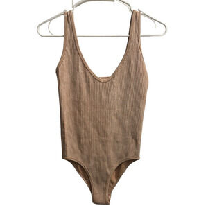 Aura Tan Bodysuit with Scoop Neckline